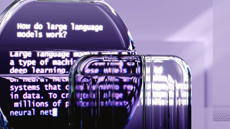 Artist's illustration of AI language models that generate text